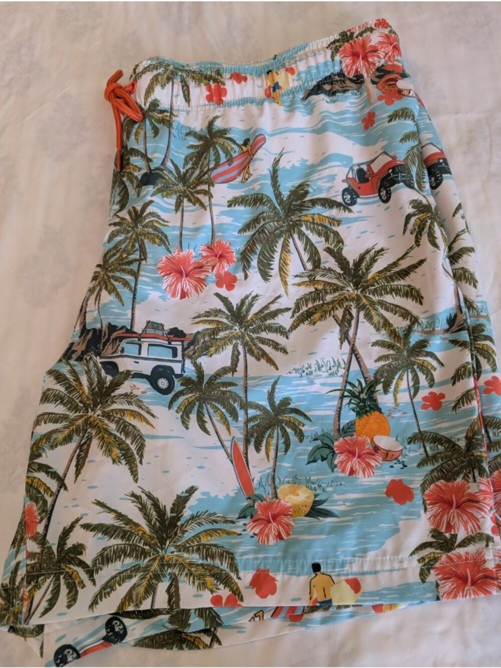 George Men's Tropical Swim Shorts 2XL Multicolor Drawstring Pockets Lined